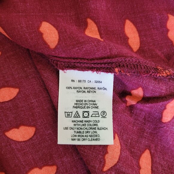 Anthropologie Maeve Red Lip Print Tank Top Womens Size 0 Sleeveless Rayon - Picture 8 of 10